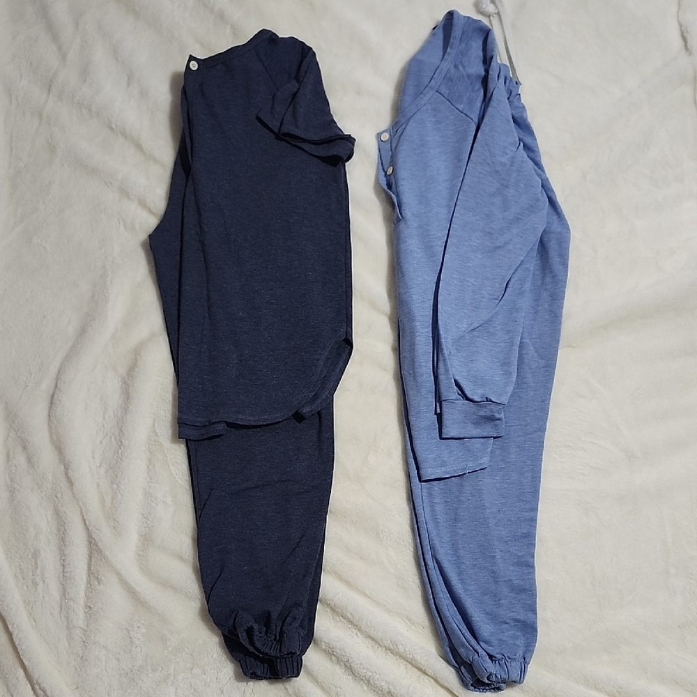 Two-Piece Jogger Lounge Sets in Navy and Light Blue 2 Sets